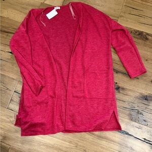 Women's Red Open Front Cardigan